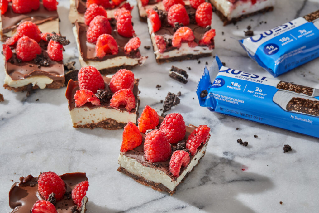 Quest Cookies & Cream Raspberry Cheesecake Bars